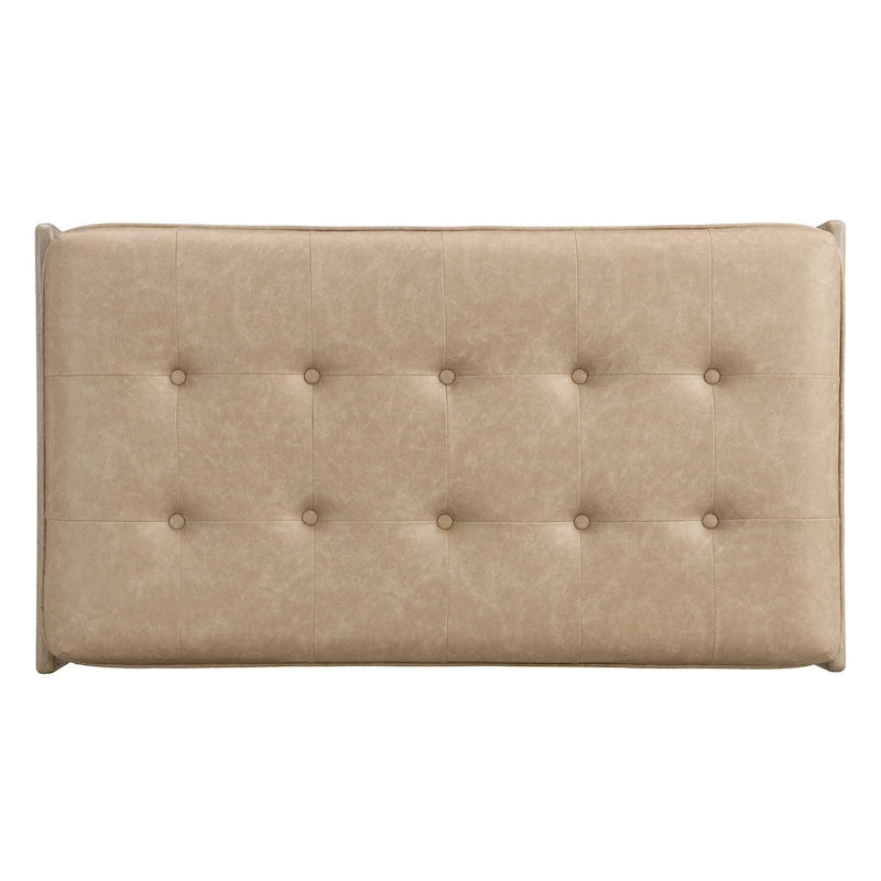 48.4 Rectangle Tufted Upholstered Cocktail, Leather Ottoman Coffee Table with Rubber Wood Frame