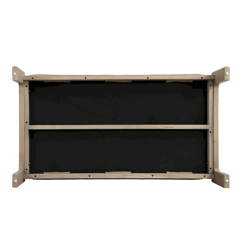 48.4 Rectangle Tufted Upholstered Cocktail, Leather Ottoman Coffee Table with Rubber Wood Frame