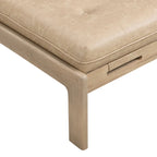 48.4 Rectangle Tufted Upholstered Cocktail, Leather Ottoman Coffee Table with Rubber Wood Frame