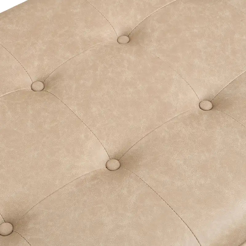 48.4 Rectangle Tufted Upholstered Cocktail, Leather Ottoman Coffee Table with Rubber Wood Frame