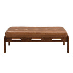 48.4 Rectangle Tufted Upholstered Cocktail, Leather Ottoman Coffee Table with Rubber Wood Frame