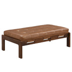 48.4 Rectangle Tufted Upholstered Cocktail, Leather Ottoman Coffee Table with Rubber Wood Frame