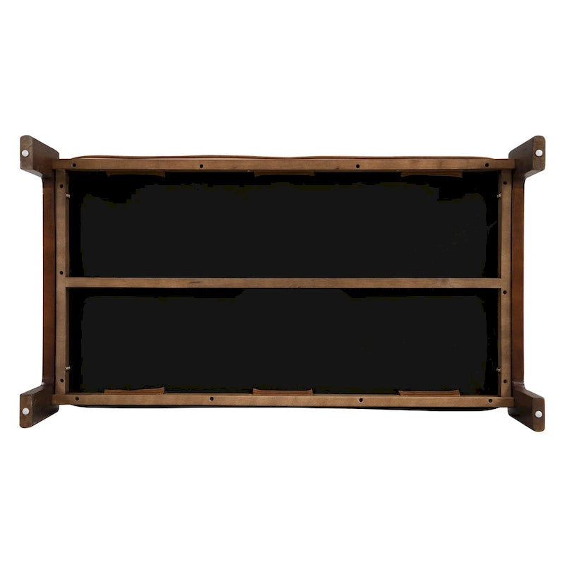 48.4 Rectangle Tufted Upholstered Cocktail, Leather Ottoman Coffee Table with Rubber Wood Frame