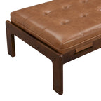 48.4 Rectangle Tufted Upholstered Cocktail, Leather Ottoman Coffee Table with Rubber Wood Frame