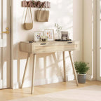 Console en rotin avec tiroir coulissant, style bohème pour entrée - Voir détails