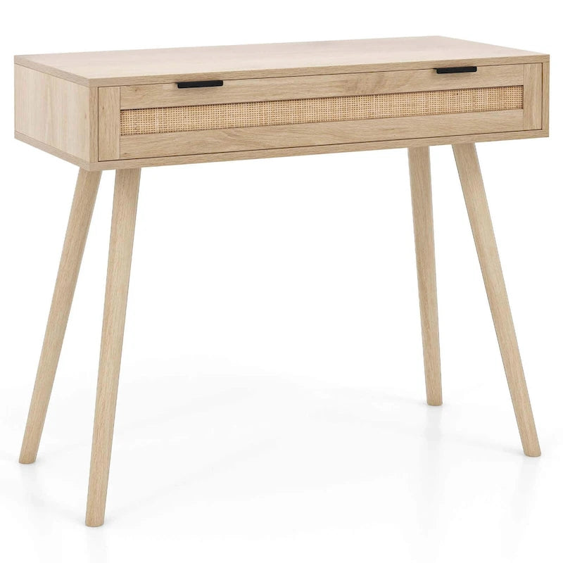 Console en rotin avec tiroir coulissant, style bohème pour entrée - Voir détails