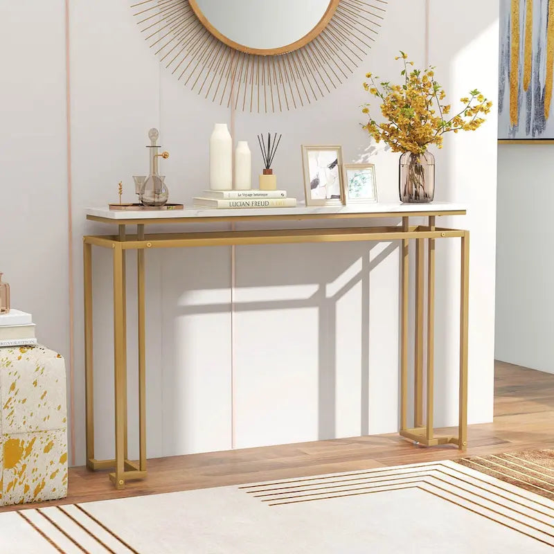 Costway 47 Table console moderne à plateau en faux marbre avec – Voir détails