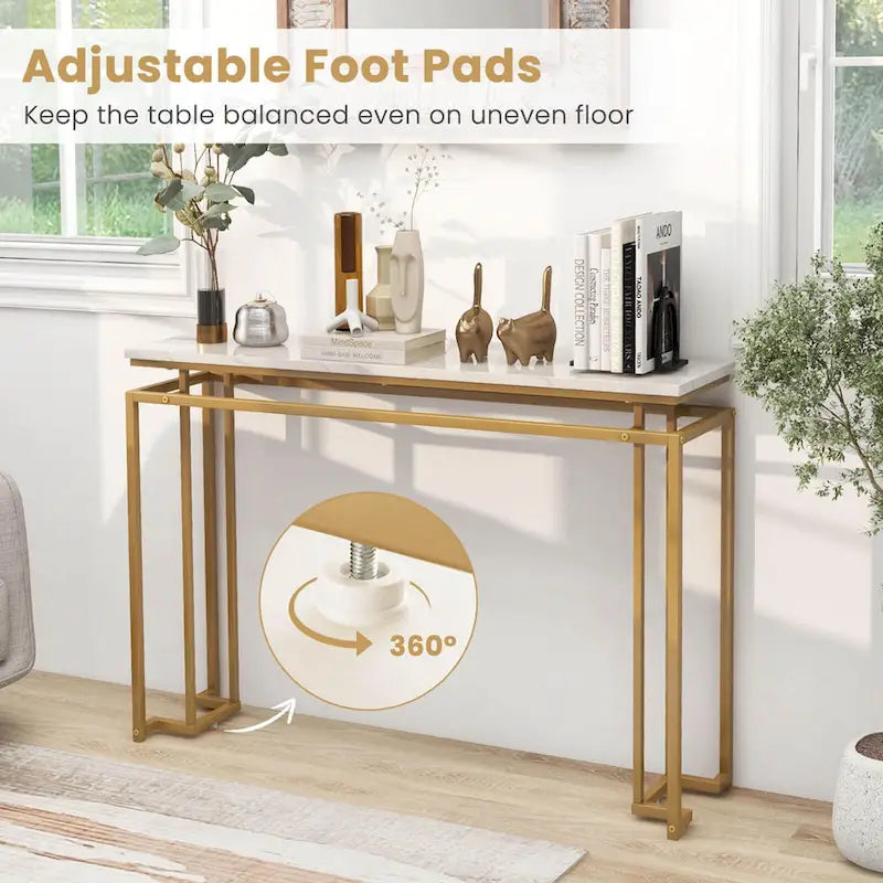 Costway 47 Table console moderne à plateau en faux marbre avec – Voir détails