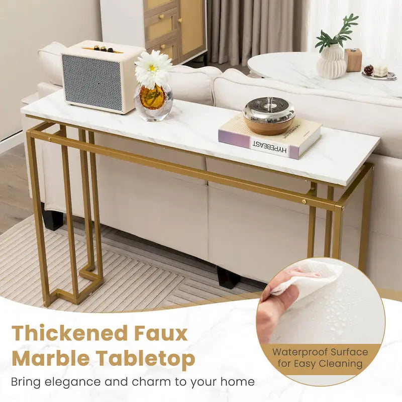Costway 47 Table console moderne à plateau en faux marbre avec – Voir détails