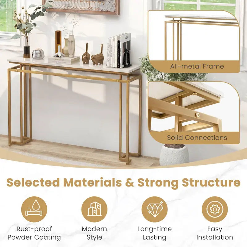 Costway 47 Table console moderne à plateau en faux marbre avec – Voir détails