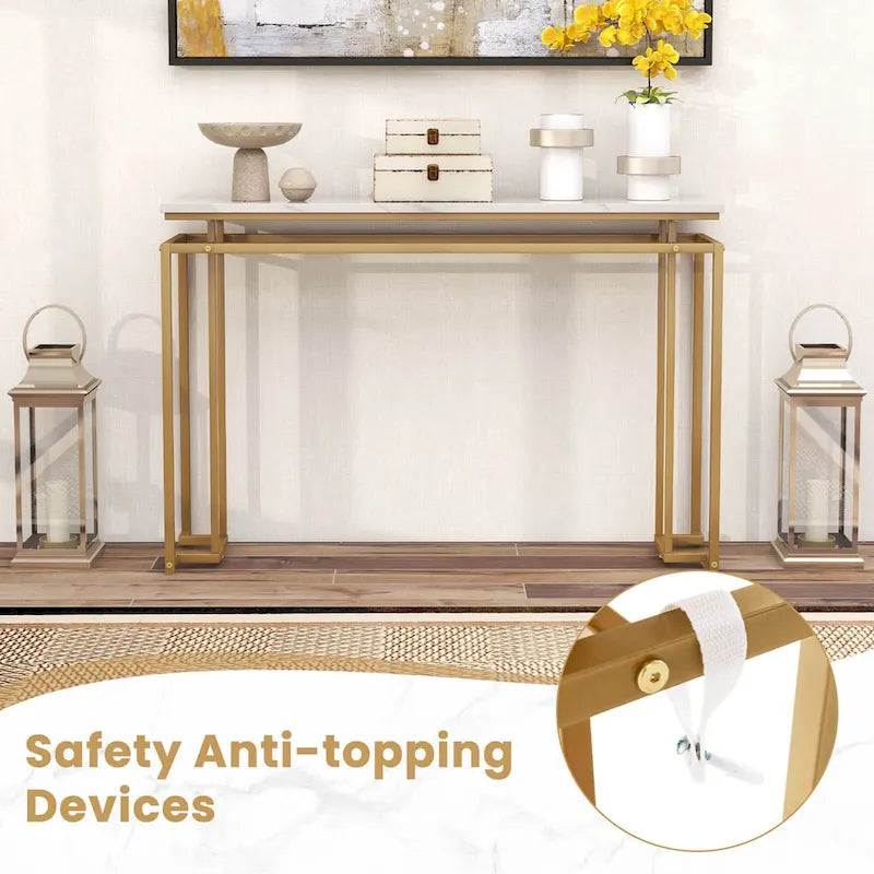 Costway 47 Table console moderne à plateau en faux marbre avec – Voir détails