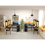 Bureau d'ordinateur en L avec étagère supérieure et étagères de rangement, table de jeu d'angle avec lumières LED