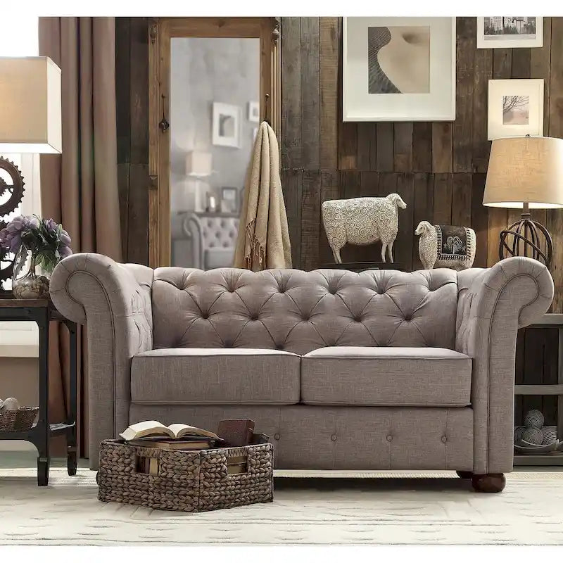 Causeuse capitonnée Chesterfield Knightsbridge à bras roulés