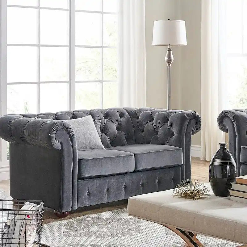 Causeuse capitonnée Chesterfield Knightsbridge à bras roulés