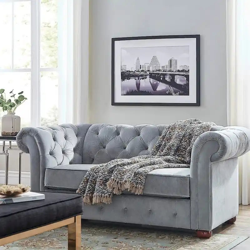 Causeuse capitonnée Chesterfield Knightsbridge à bras roulés