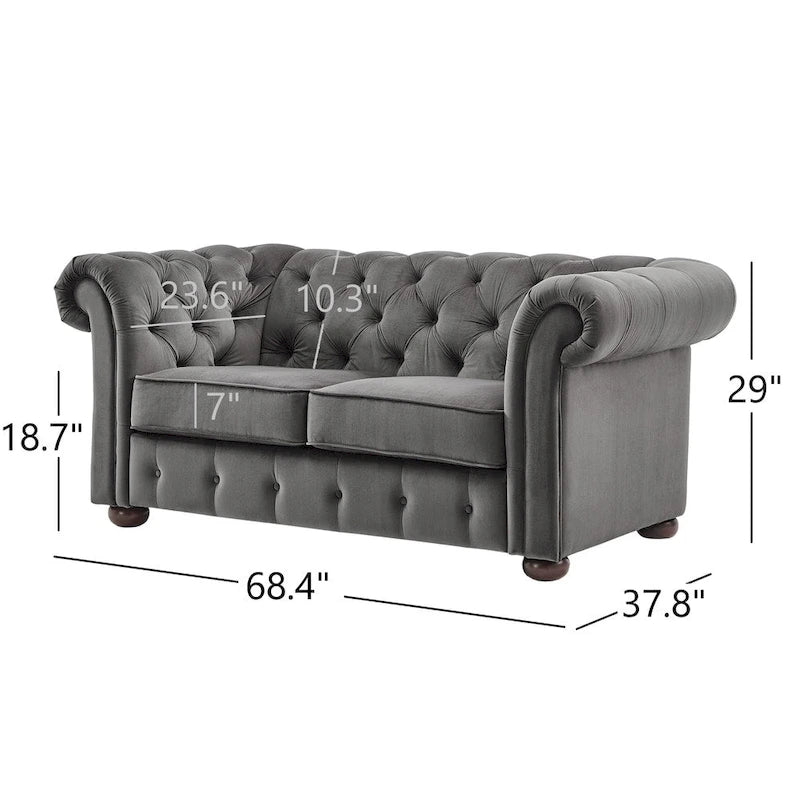 Causeuse capitonnée Chesterfield Knightsbridge à bras roulés