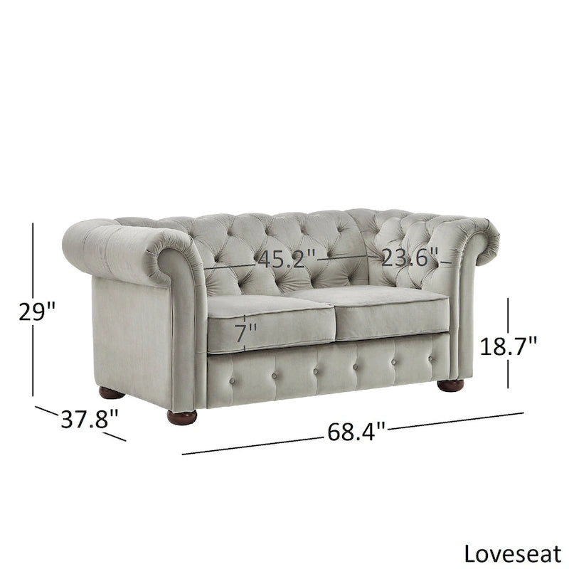 Causeuse capitonnée Chesterfield Knightsbridge à bras roulés