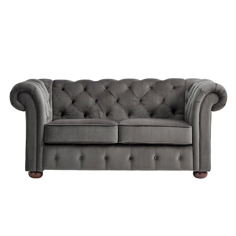 Causeuse capitonnée Chesterfield Knightsbridge à bras roulés