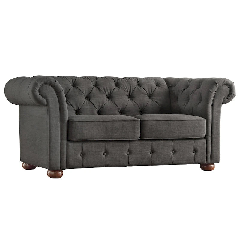 Causeuse capitonnée Chesterfield Knightsbridge à bras roulés