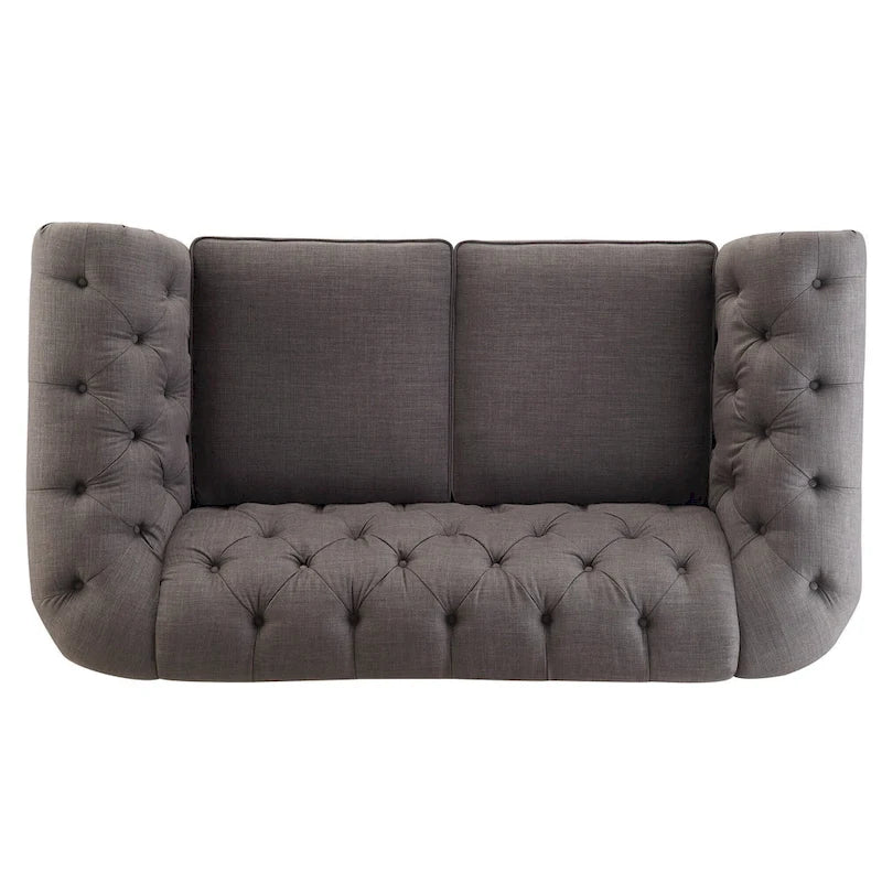 Causeuse capitonnée Chesterfield Knightsbridge à bras roulés