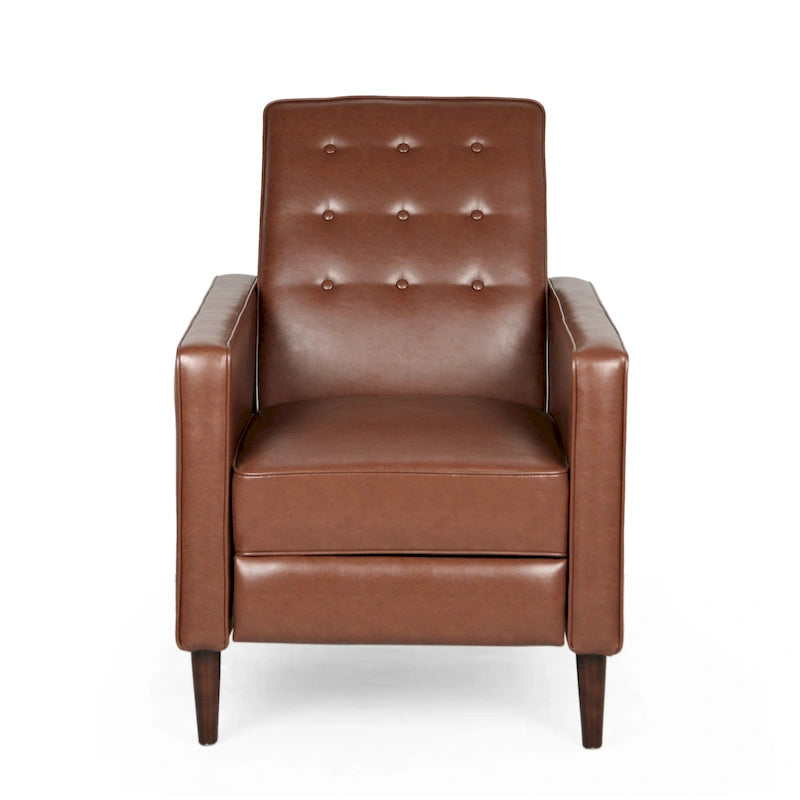 Mervynn, fauteuil inclinable capitonné en similicuir d'inspiration milieu de siècle