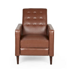 Mervynn, fauteuil inclinable capitonné en similicuir d'inspiration milieu de siècle