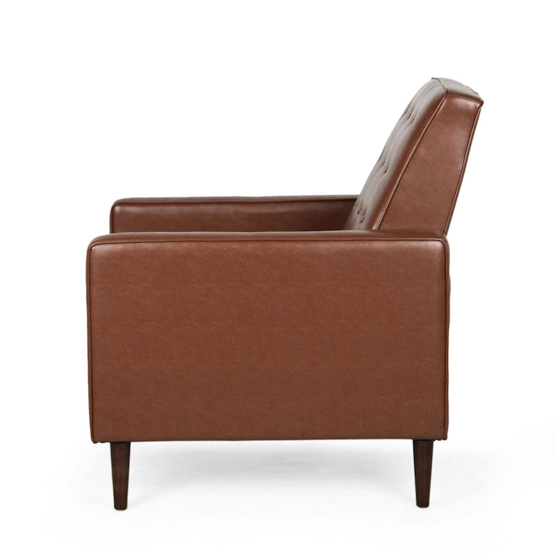 Mervynn, fauteuil inclinable capitonné en similicuir d'inspiration milieu de siècle