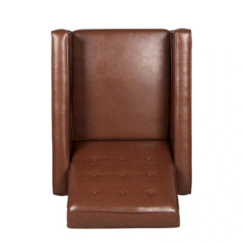Mervynn, fauteuil inclinable capitonné en similicuir d'inspiration milieu de siècle