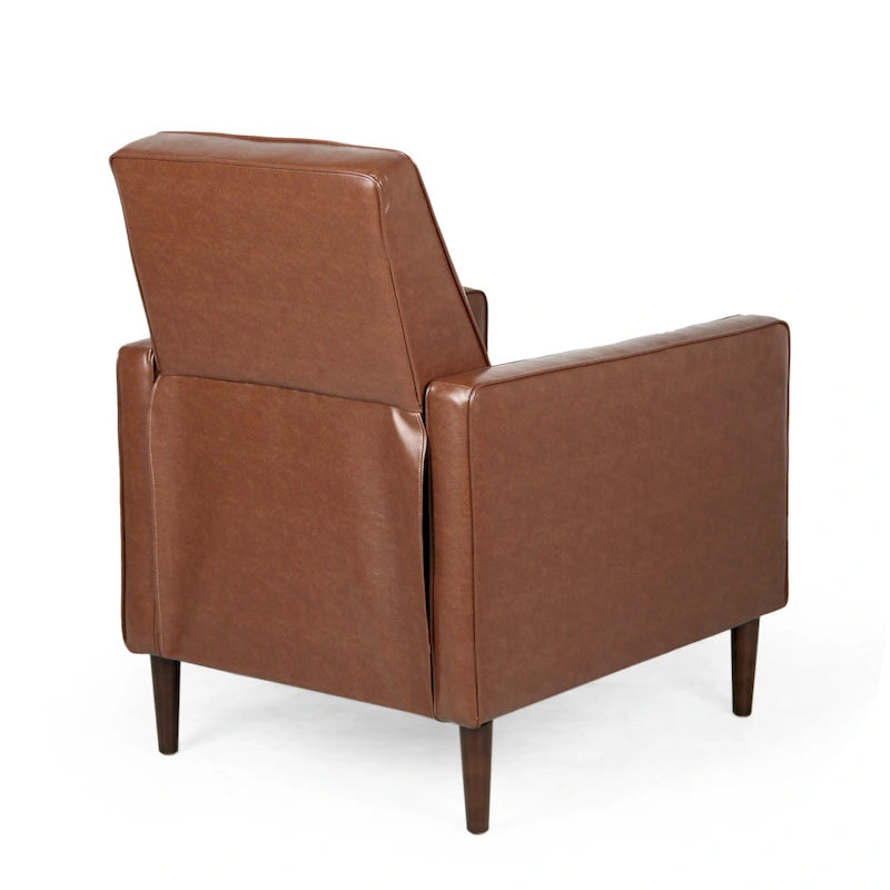 Mervynn, fauteuil inclinable capitonné en similicuir d'inspiration milieu de siècle