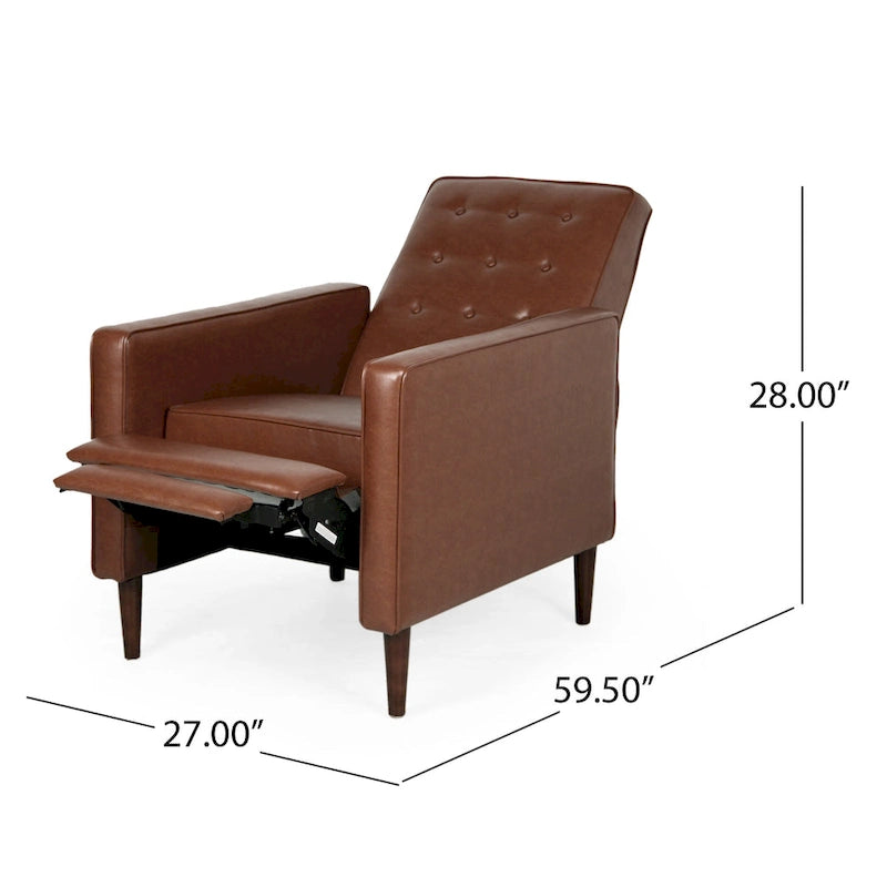 Mervynn, fauteuil inclinable capitonné en similicuir d'inspiration milieu de siècle