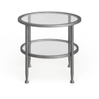 Table d'appoint ronde Glenn en métal argenté avec étagère