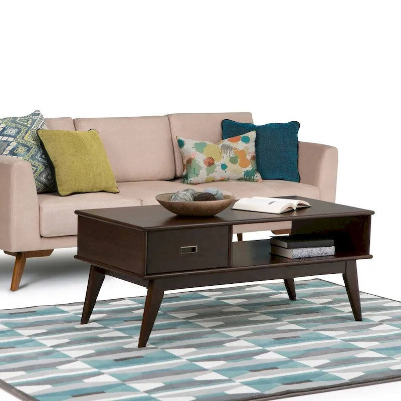 Table basse rectangulaire WYNDENHALL Tierney en bois massif, 48 pouces de large, style moderne du milieu du siècle - 48 L x 22 P x 20 H