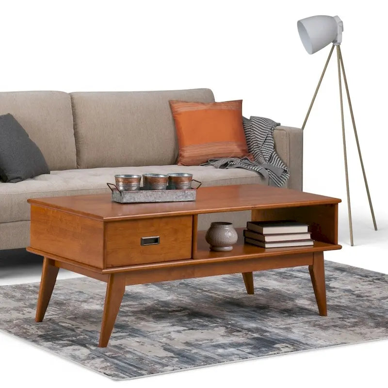 Table basse rectangulaire WYNDENHALL Tierney en bois massif, 48 pouces de large, style moderne du milieu du siècle - 48 L x 22 P x 20 H