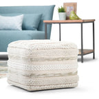 Silva Boho Square Pouf in Handloom Woven Pattern