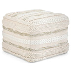 Silva Boho Square Pouf in Handloom Woven Pattern