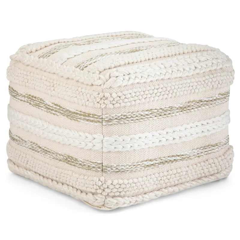 Silva Boho Square Pouf in Handloom Woven Pattern