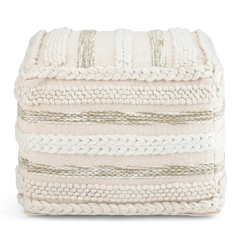 Silva Boho Square Pouf in Handloom Woven Pattern