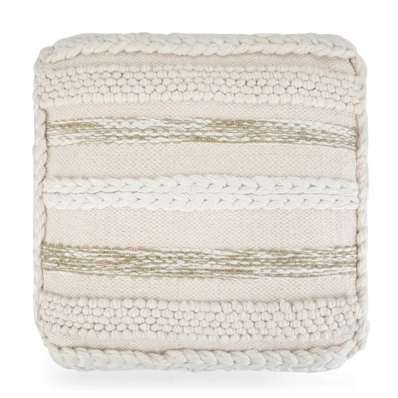 Silva Boho Square Pouf in Handloom Woven Pattern