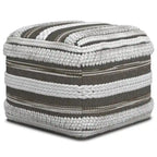 Silva Boho Square Pouf in Handloom Woven Pattern