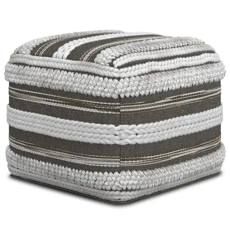 Silva Boho Square Pouf in Handloom Woven Pattern