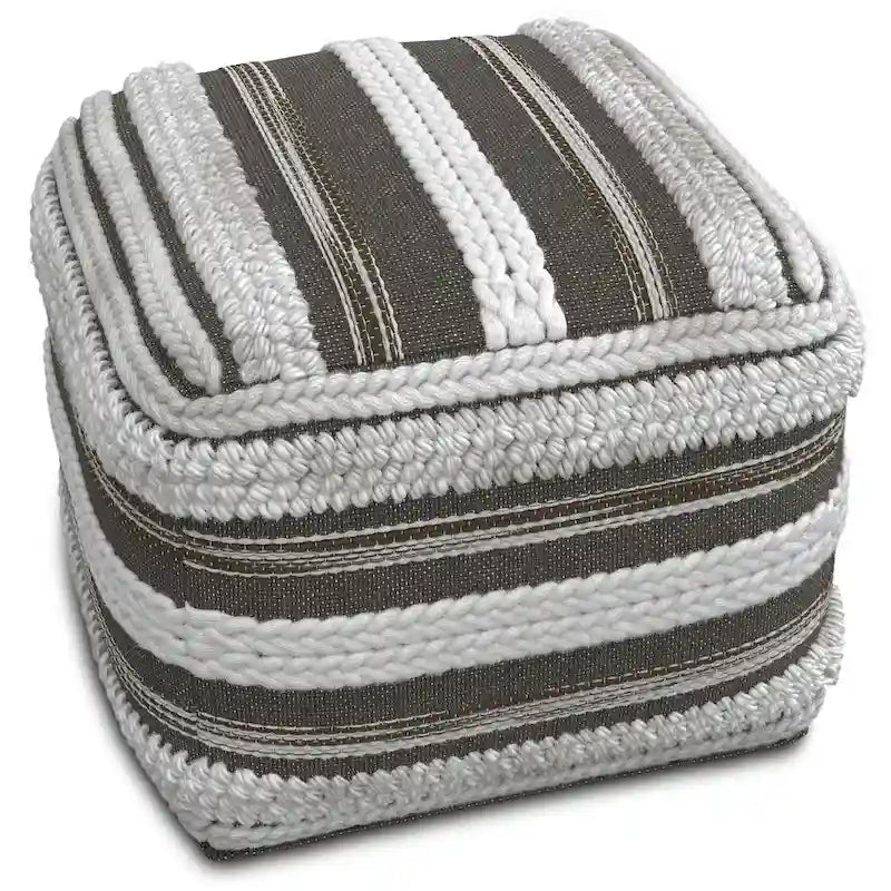 Silva Boho Square Pouf in Handloom Woven Pattern