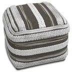 Silva Boho Square Pouf in Handloom Woven Pattern