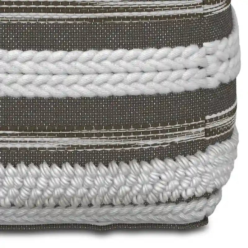 Silva Boho Square Pouf in Handloom Woven Pattern