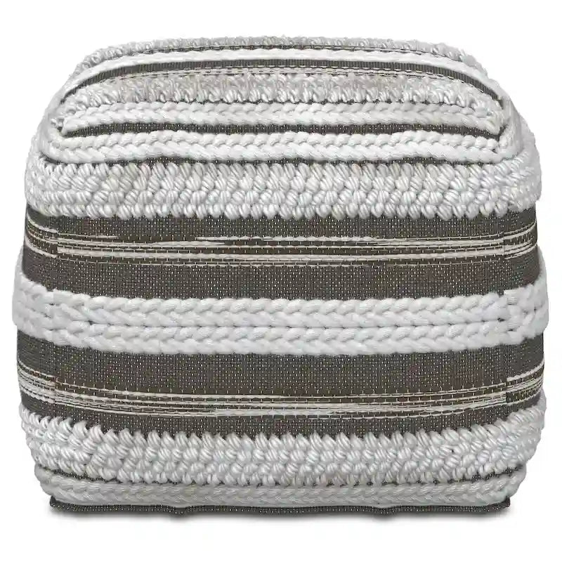 Silva Boho Square Pouf in Handloom Woven Pattern