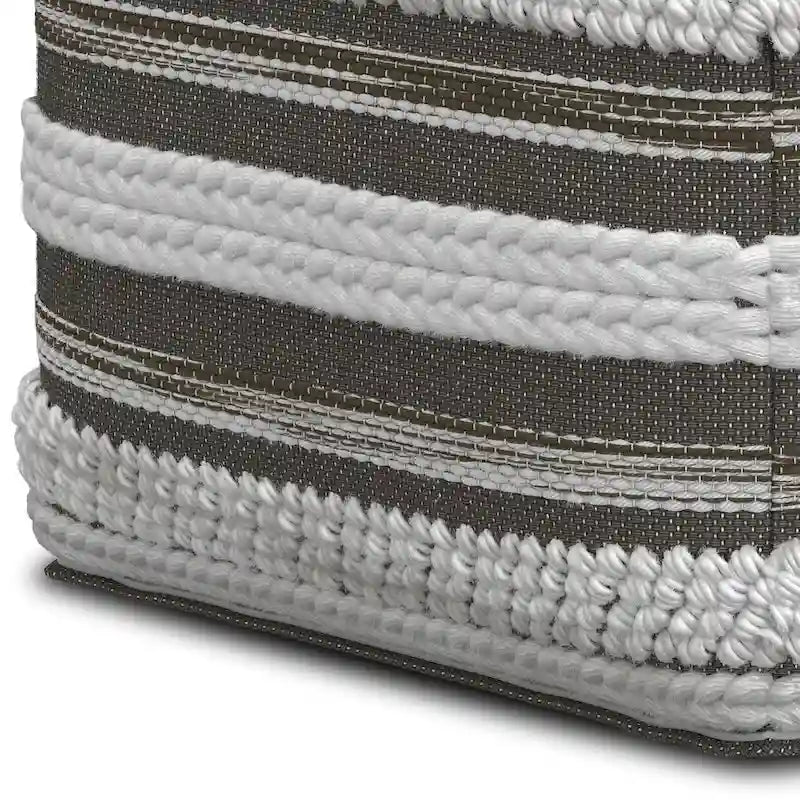 Silva Boho Square Pouf in Handloom Woven Pattern