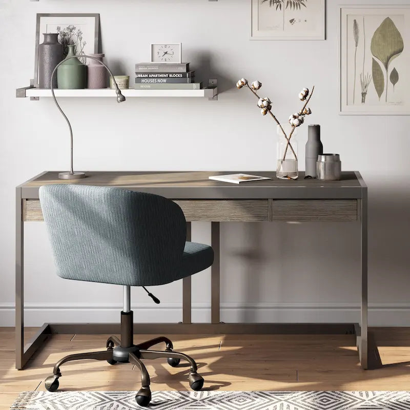 Bureau d'ordinateur industriel en bois d'acacia massif Cecilia