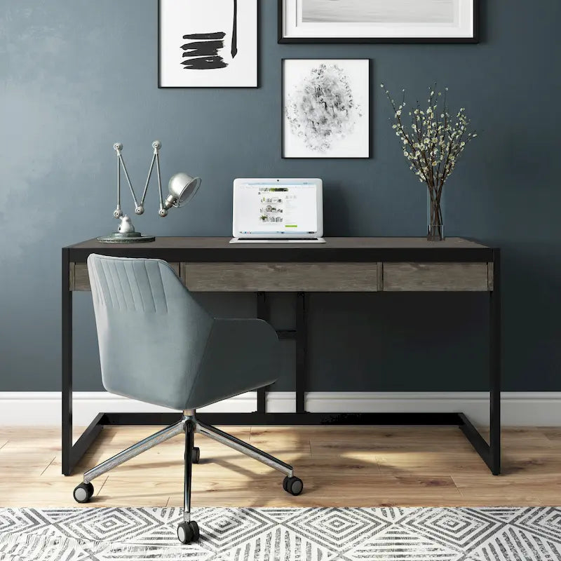 Bureau d'ordinateur industriel en bois d'acacia massif Cecilia