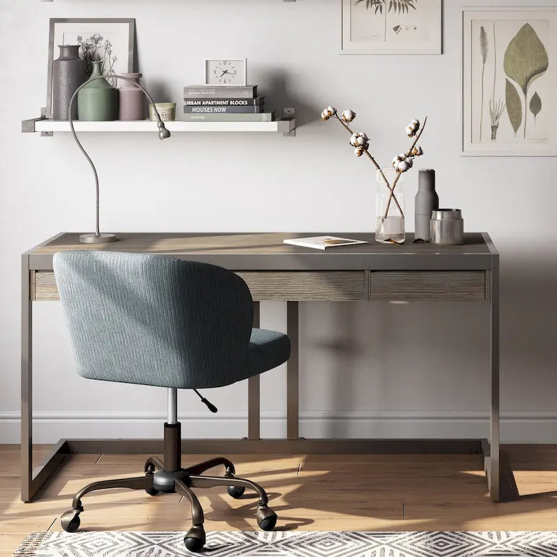 Bureau d'ordinateur industriel en bois d'acacia massif Cecilia