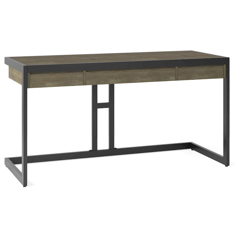 Bureau d'ordinateur industriel en bois d'acacia massif Cecilia
