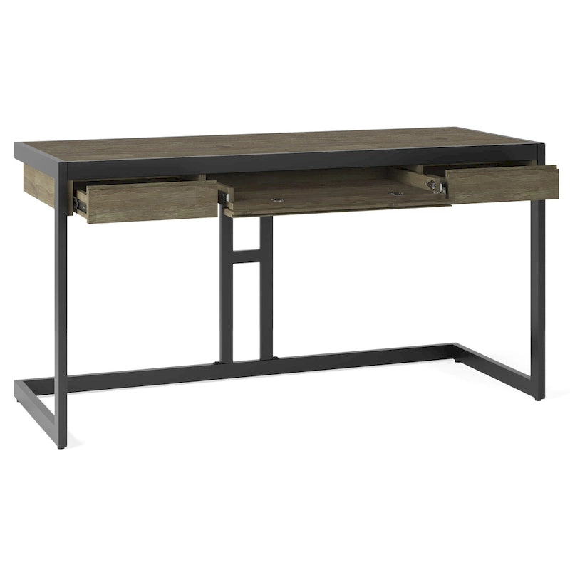 Bureau d'ordinateur industriel en bois d'acacia massif Cecilia
